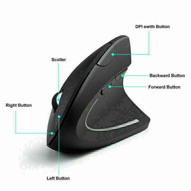 Wireless Vertical Mouse Ergonomic USB2.0 Optical Gaming Mice Rechargeble Mouse