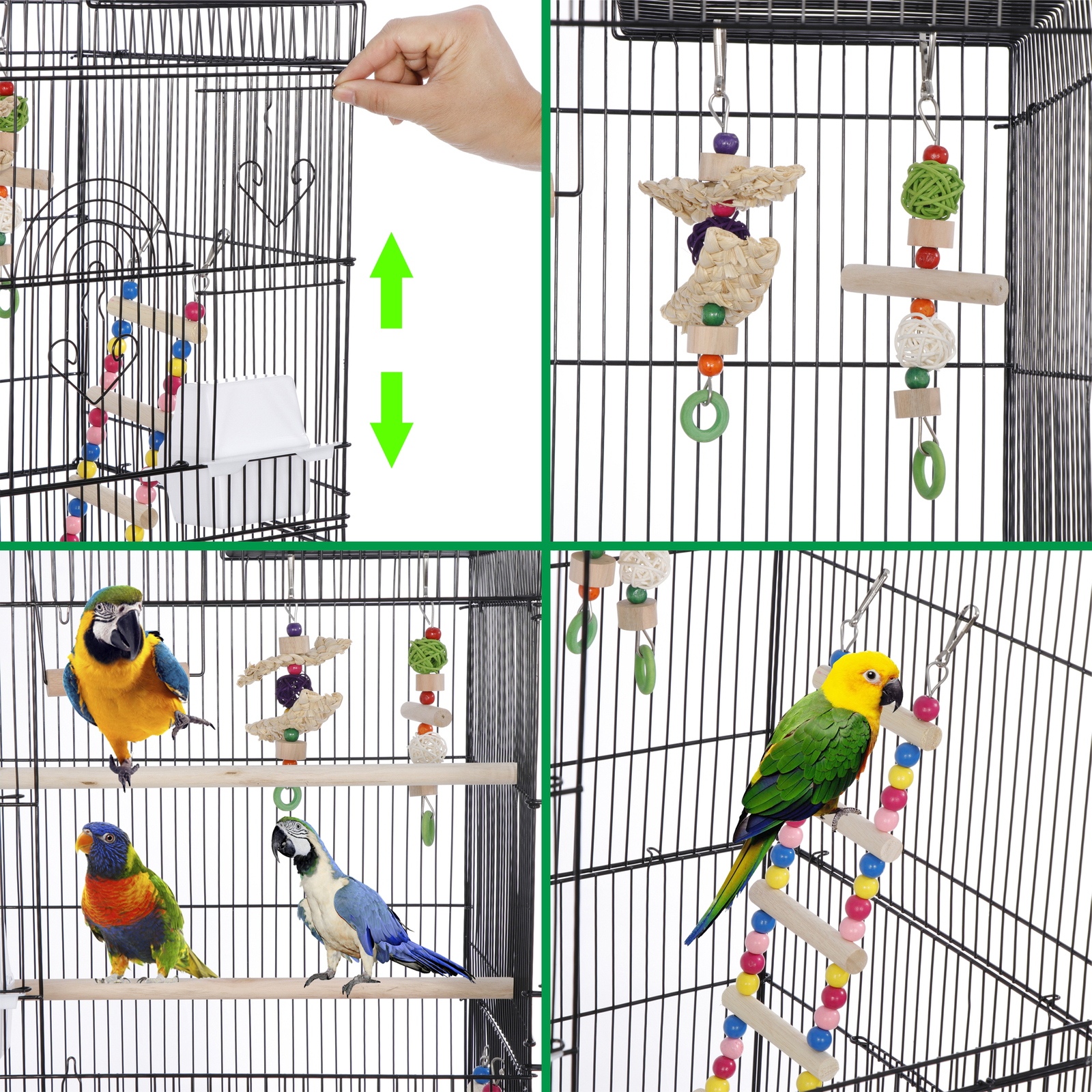 39-inch Roof Top Large Bird Cage Flight Parrot Cockatiel Parakeet Cage w/Toys