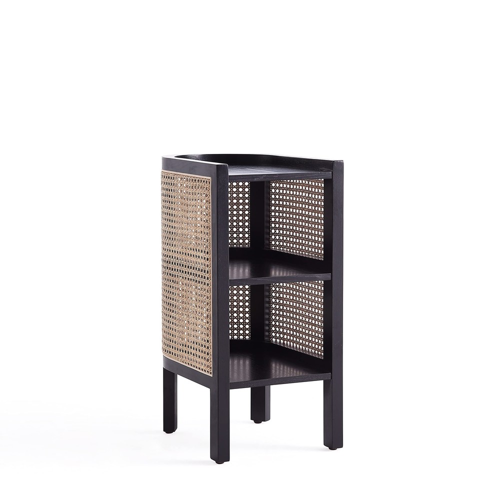 Manhattan Comfort Versailles Rattan Bedside End Table Accent Sofa Side Table for