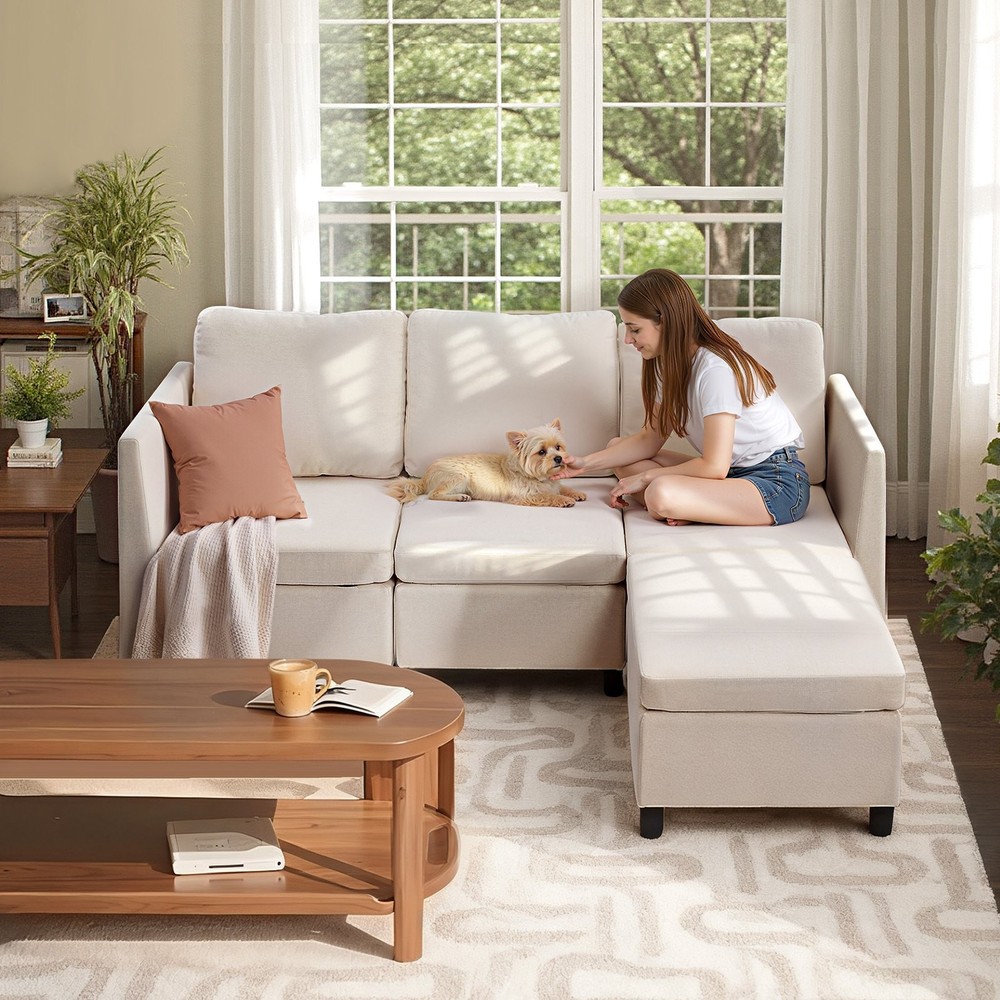 [New]Modular Sectional Sofa,3-Seater Modular Sofa w/Hidden Storage,Cloud Section