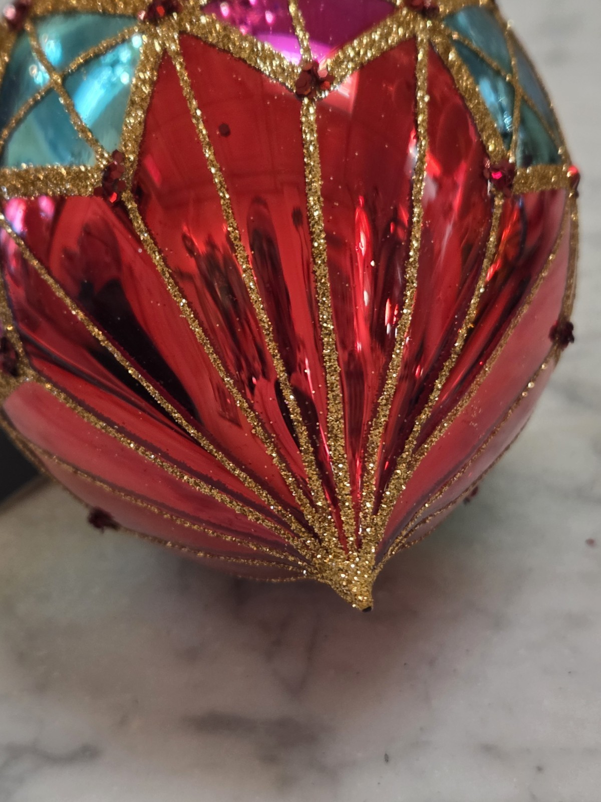 Kenzies Of London ITALIAN FESTIVAL BAUBLE Glass Christmas Ornament