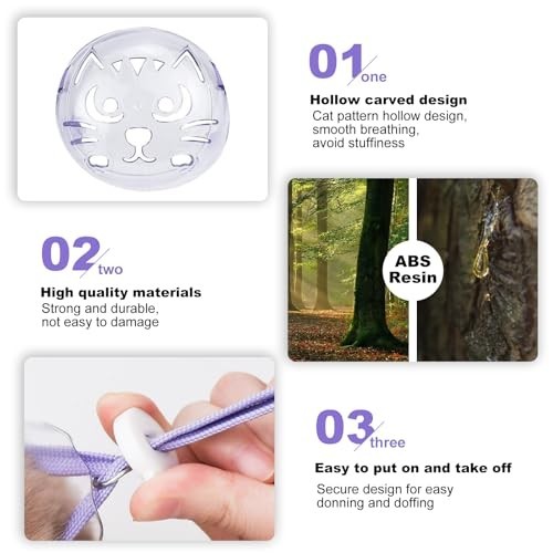 3PCS Cat Muzzle Set - Breathable Transparent Muzzles for Grooming & Restraint -