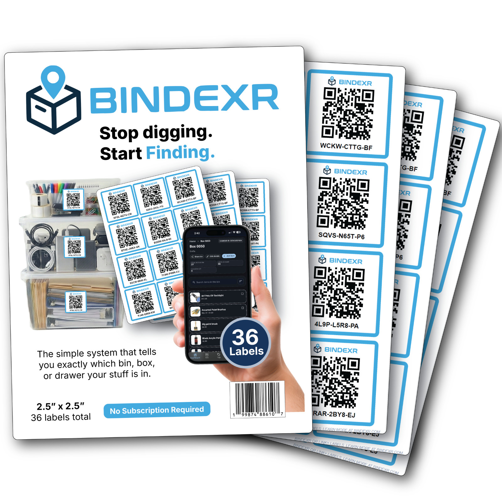 36 Smart QR Storage Labels for Moving & Inventory - App Included - 2.5 Inch