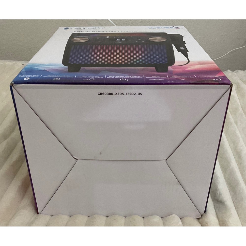 Singing Machine Waves Bluetooth Karaoke System SML693BK LED Lights Black NEW