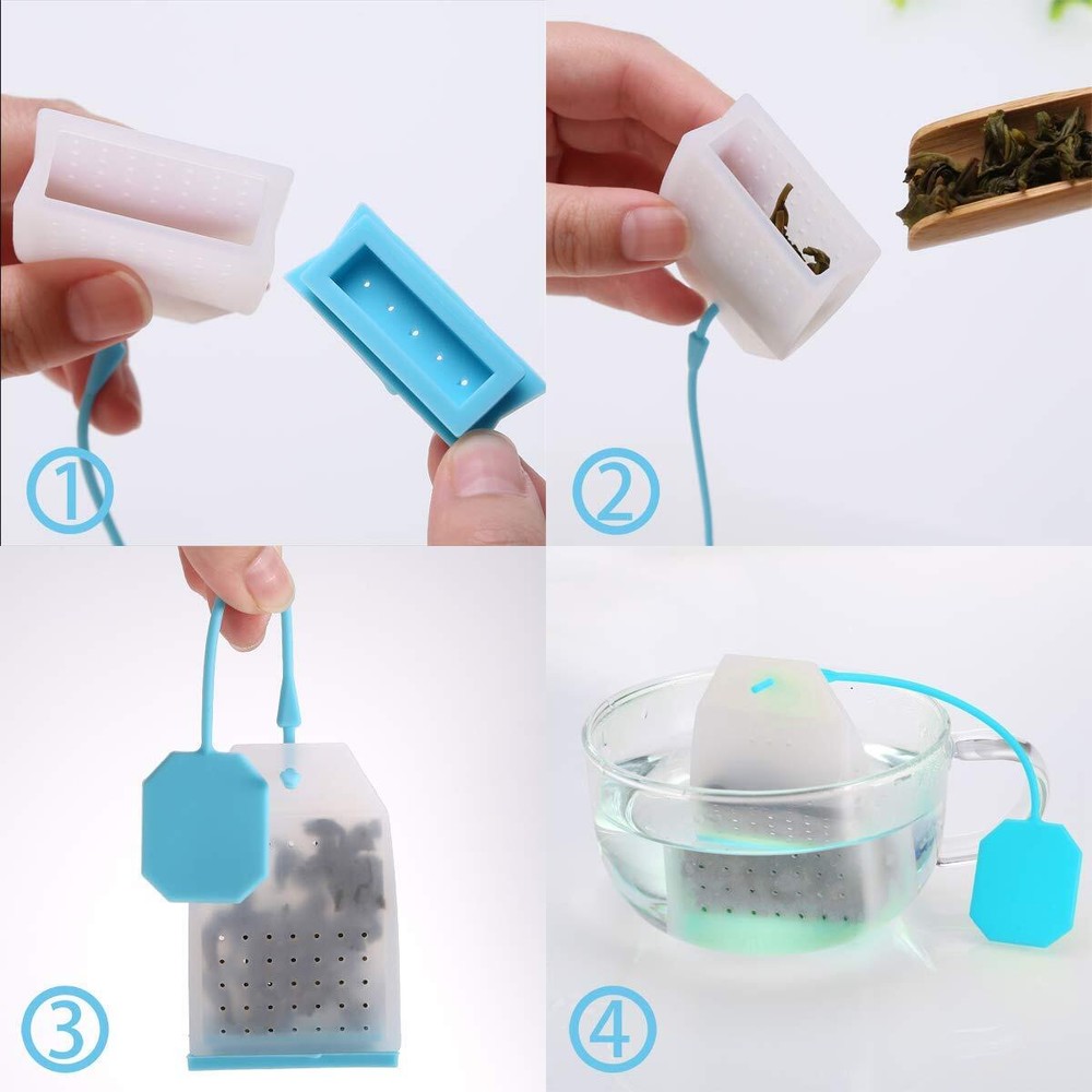 Silicone Tea Infuser 6 Pack Reusable Tea Bags Strainer Filter Spoon