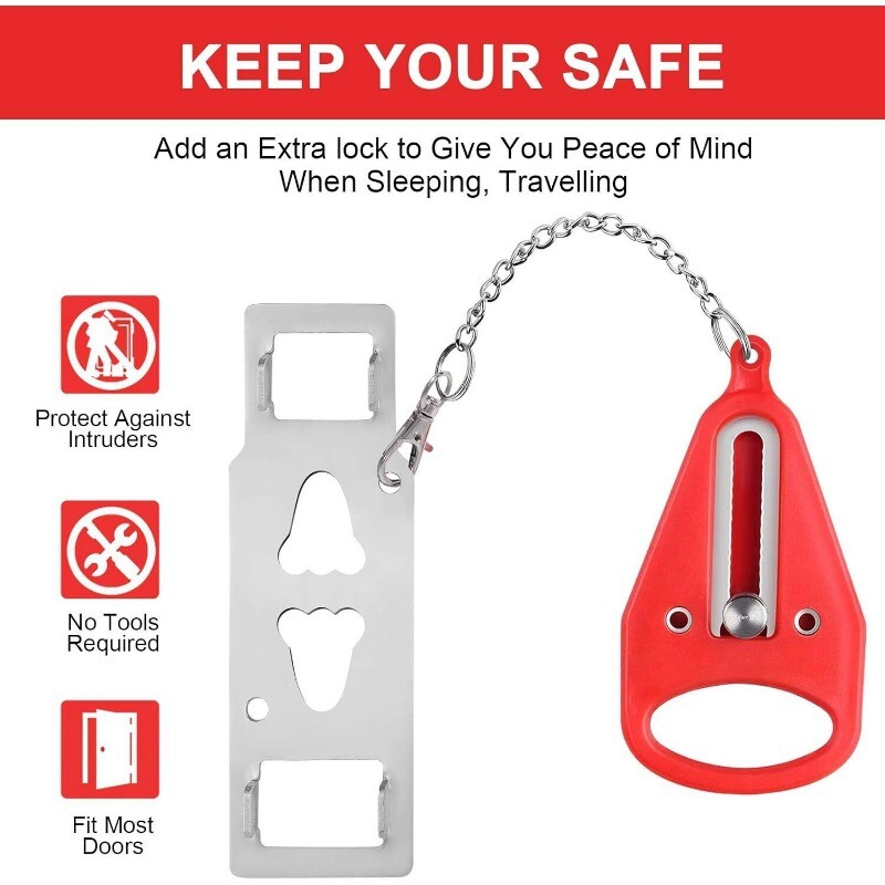 2 Pcs Heavy Portable Door Lock for Travel Door Lock Self-Defense Security Device