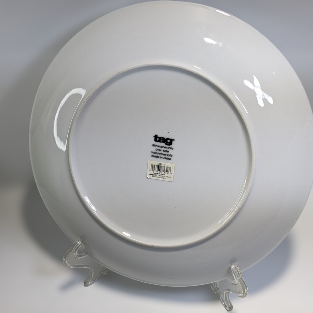 TAG Large White Ceramic Round Serving Tray Platter 14" Tableware Serveware