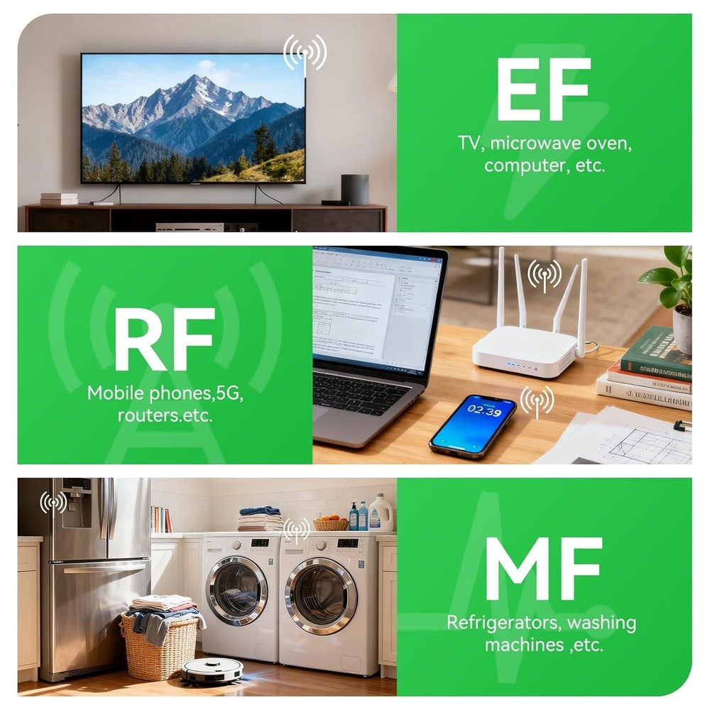 Multi-Sensor EMF Detector for Electric & RF Fields - Instant Alerts & Mute Mode