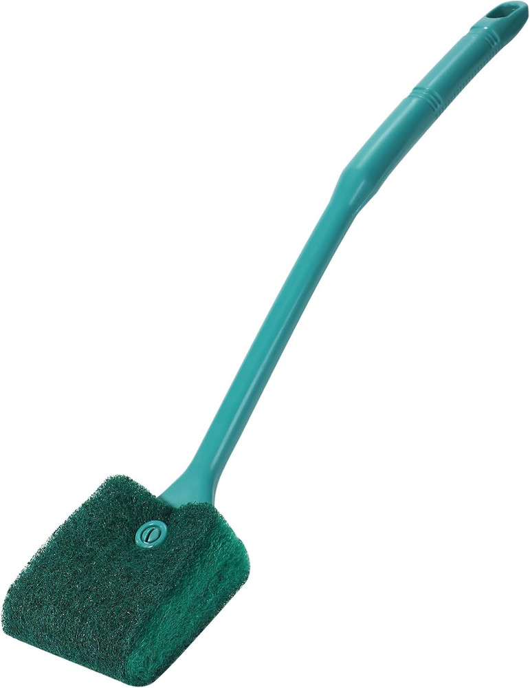 Fish Tank Cleaning Tools – Double-Sided Sponge Brush & Algae Scraper with Long H