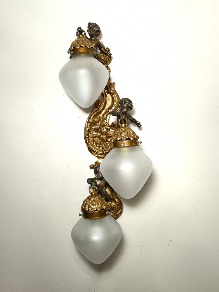 Wall light, Large palace sconce, Putti, Cupids, Rococo, Victorian Baroque