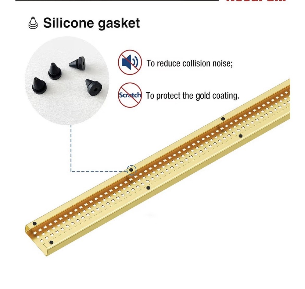 24" Linear Shower Floor Drain | Brushed Brass