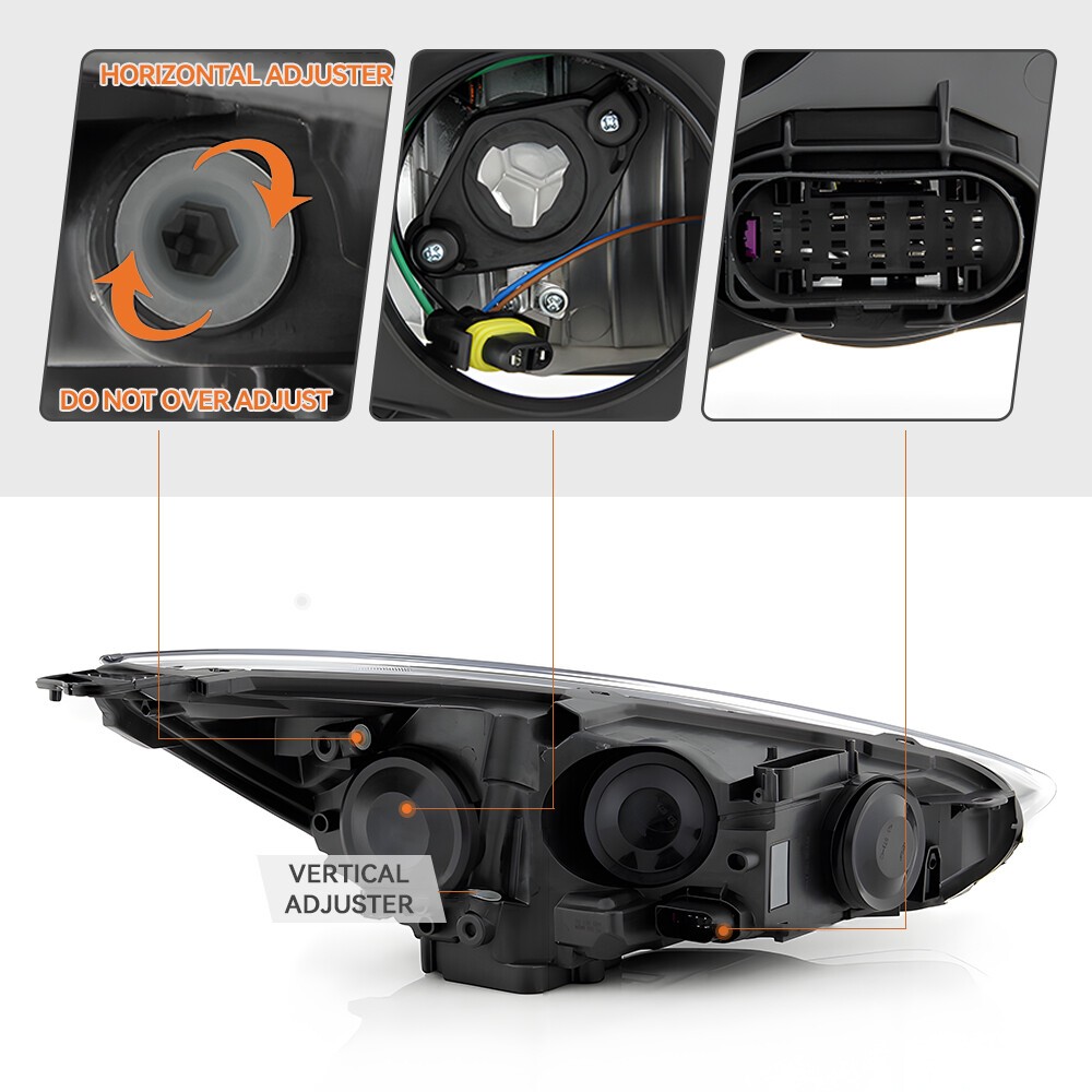 Halogen Headlight For 2015-2018 Ford Focus Chrome with LED DRL Left Driver Side