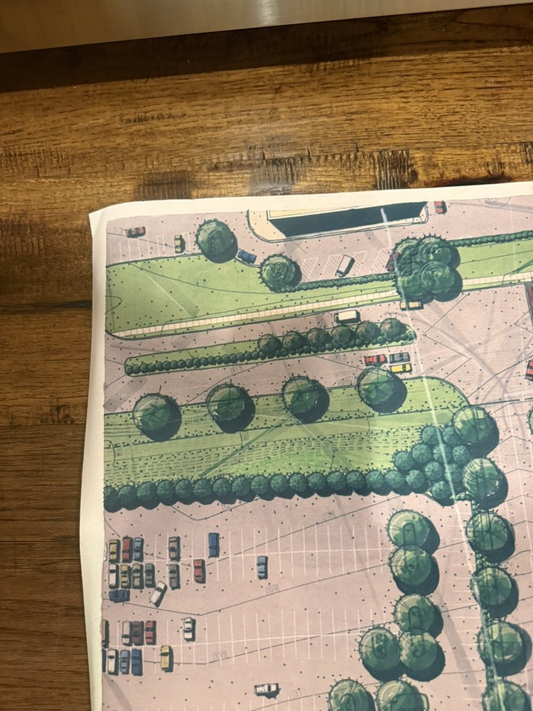 Large Architectural Site Plan Rendering Mixed-Use Development Concept 30x40