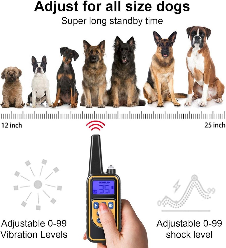 Dog Training Collar, Remote Rechargeable Waterproof Vibration Training Collar, w
