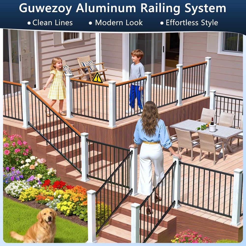 Modular 4-Pack Aluminum Adjustable Deck Railing Bracket, Deck Brackets Stair ...