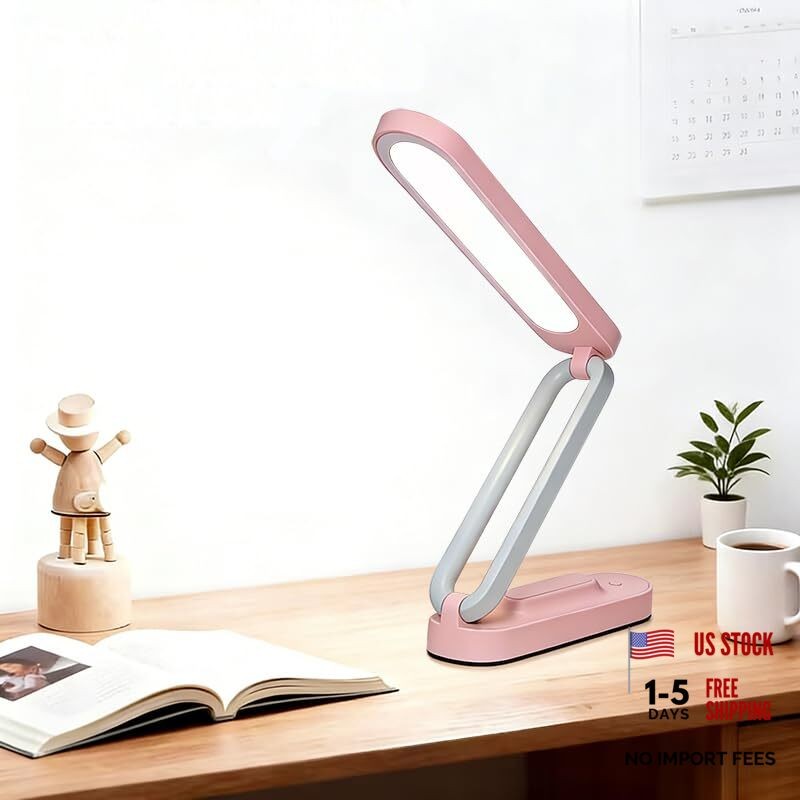 Rechargeable LED Desk Lamp, Foldable Portable Table Light with 3 Brightness