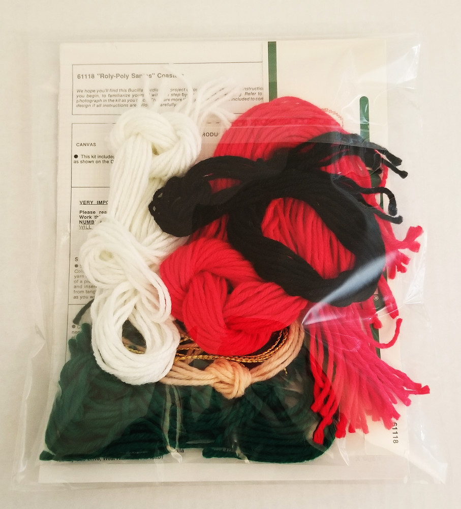 SANTA COASTERS Christmas Plastic Canvas Needlepoint Stitch Pattern Chart Frm Kit