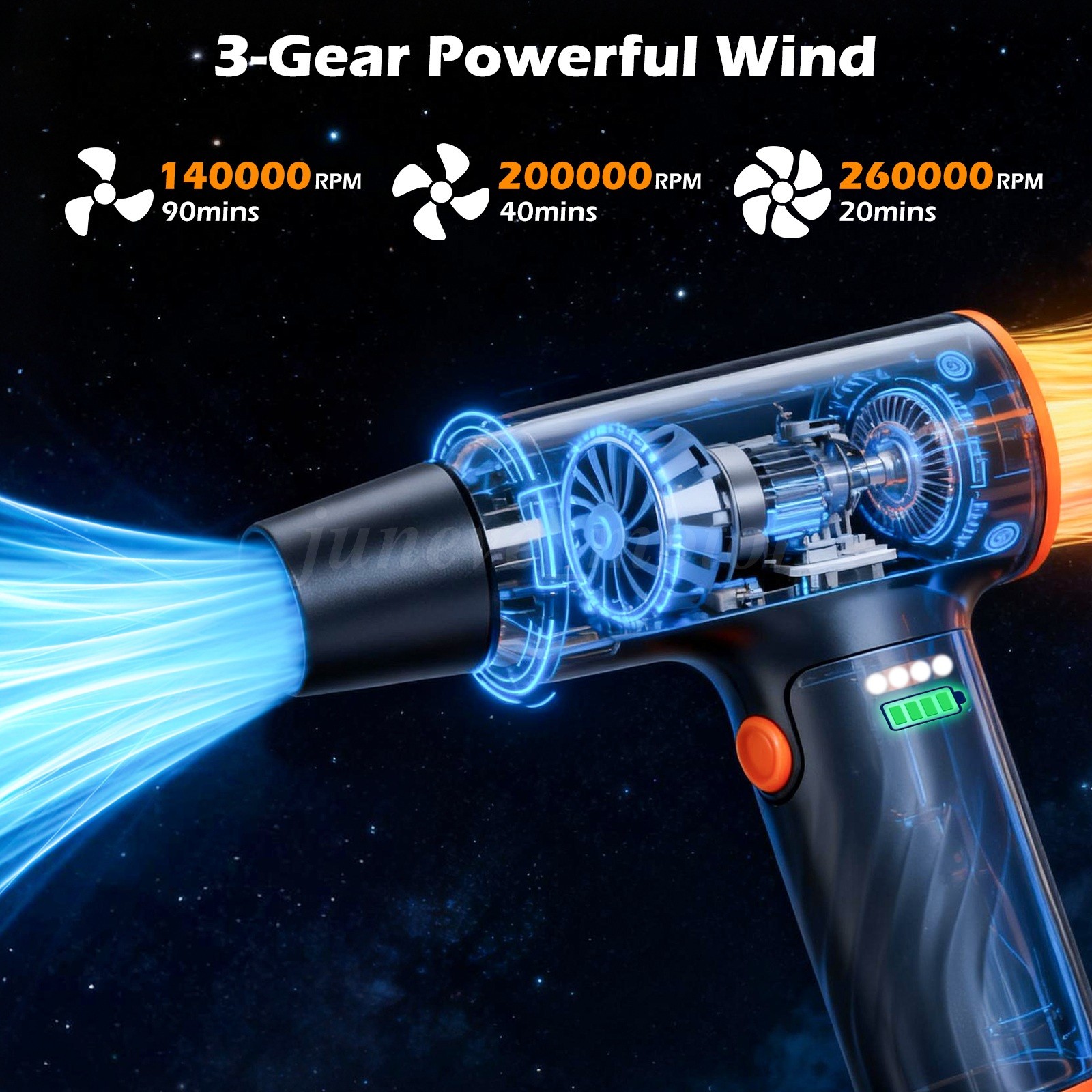 260000RPM Electric Air Duster Cordless Mini Jet Dry Blower Portable Turbo Fan US