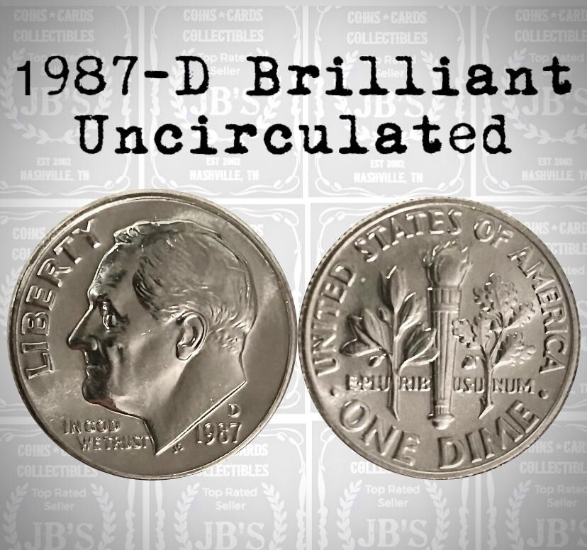 1987-D Roosevelt Dime 10c - BRILLIANT UNCIRCULATED (BU)