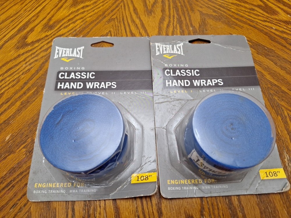 2 Everlast - 108" Hand Wraps - Poly-Cotton Blend - New - 4455blu