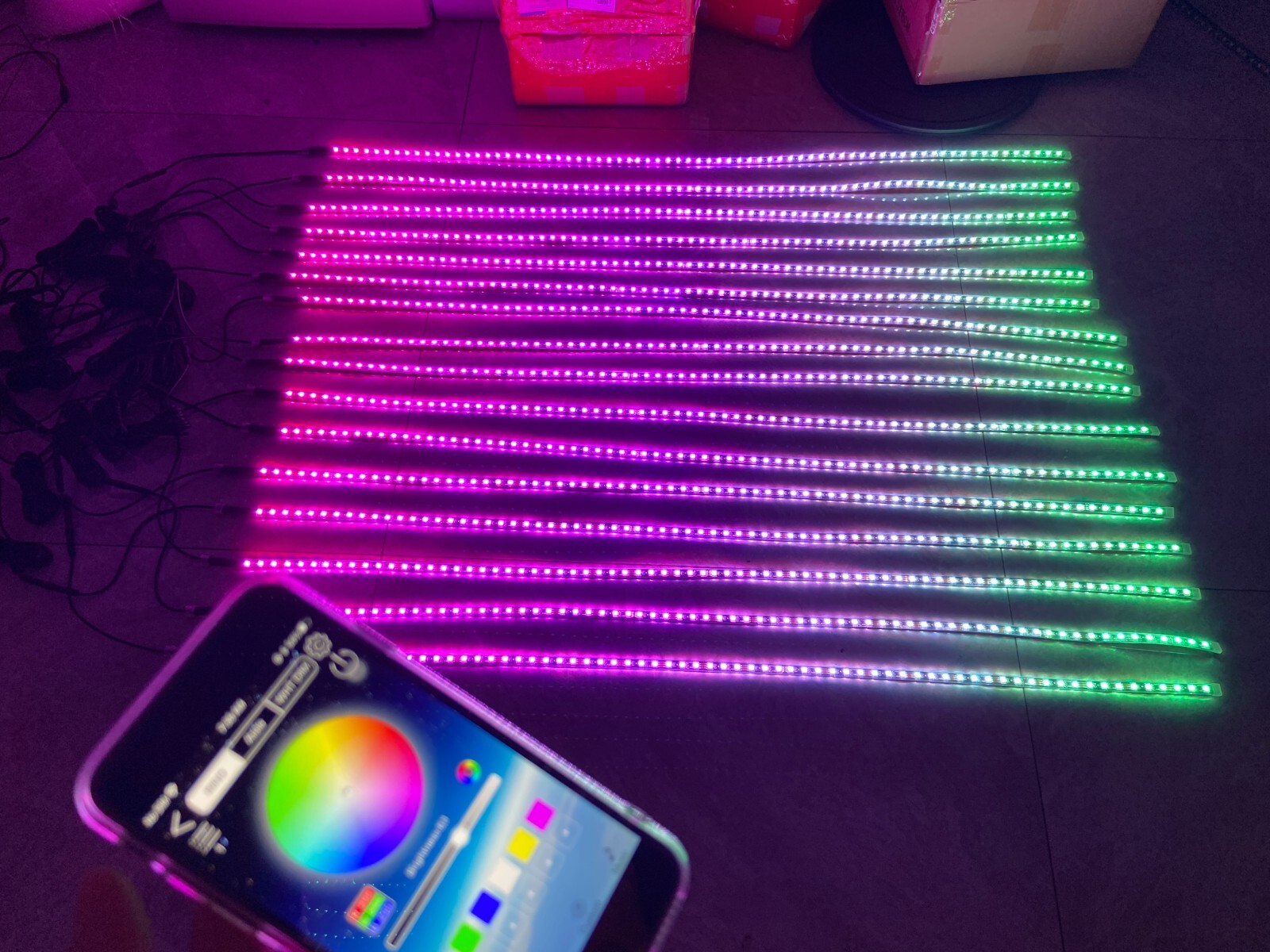 4FT 48" x16PCS APP+Remote CHASING Flow LED IP68 Polaris Slingshot Strips Lights