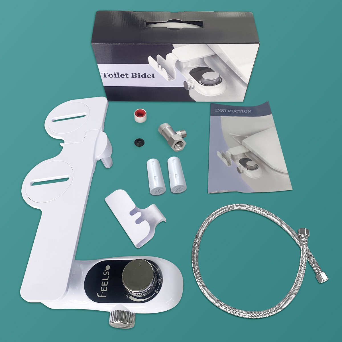 Bidet Fresh Water Spray Kit Non Electric Toilet Seat Attachment with Dual Nozzle