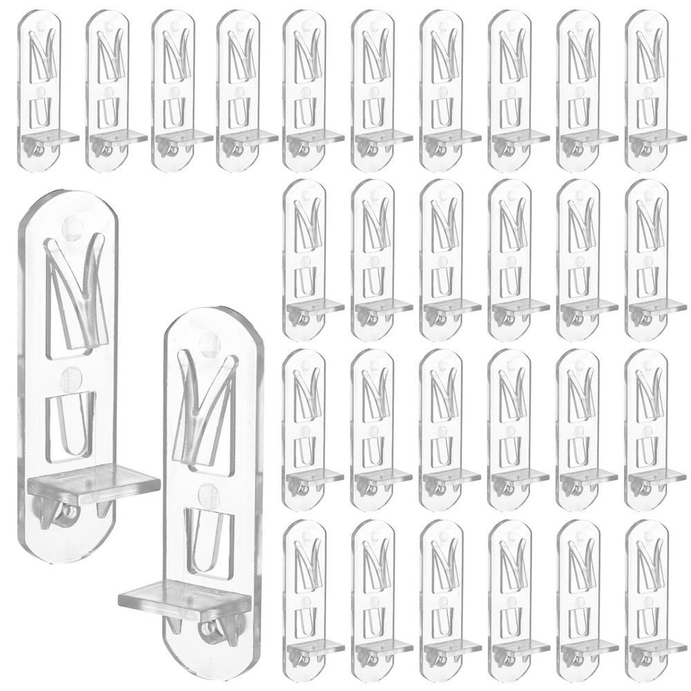 30 Pcs Clear Plastic Locking Shelf Pins Locking Shelf Support Peg Clips for K...