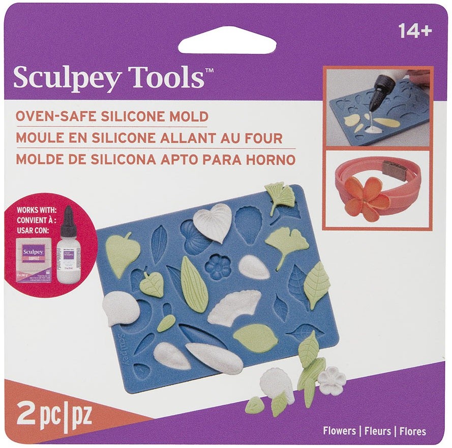 Sculpey Flexible Push Mold-Flowers - 4 Pack
