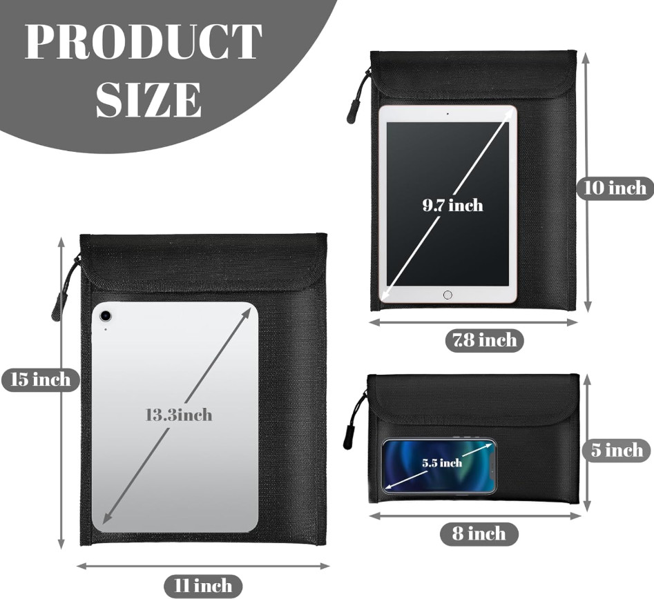 Fireproof Waterproof Document Bag 3 Pack Cash Passport File Holder Safe Storage