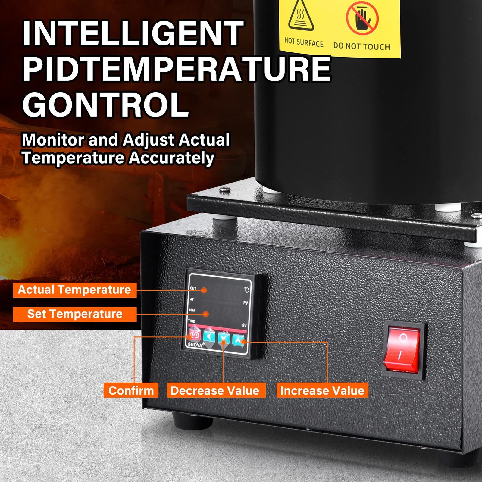 Gold Melting Furnace 1500W Electric Digital Smelting Furnace W/3KG Crucibles