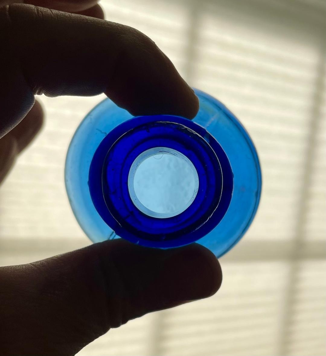 Beautiful Cobalt Blue Cone Ink Well Hand Blown 1880s -90s Writing School Teacher