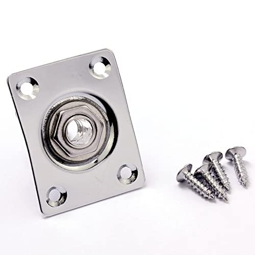 JD.Moon Square Metal 1/4 Output Jack Plate Input Socket Small, Chrome
