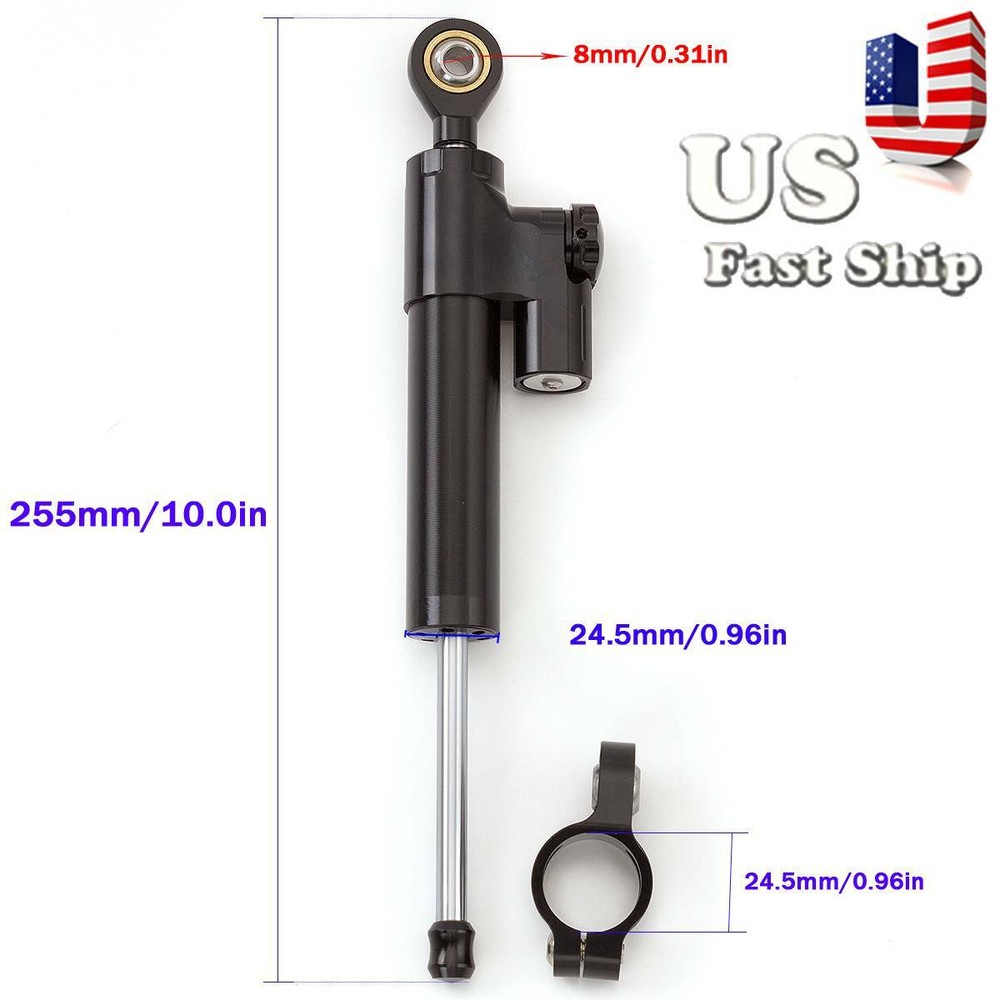CNC Universal Motorcycle Steering Stabilizer Damper Linear Control Safety Black