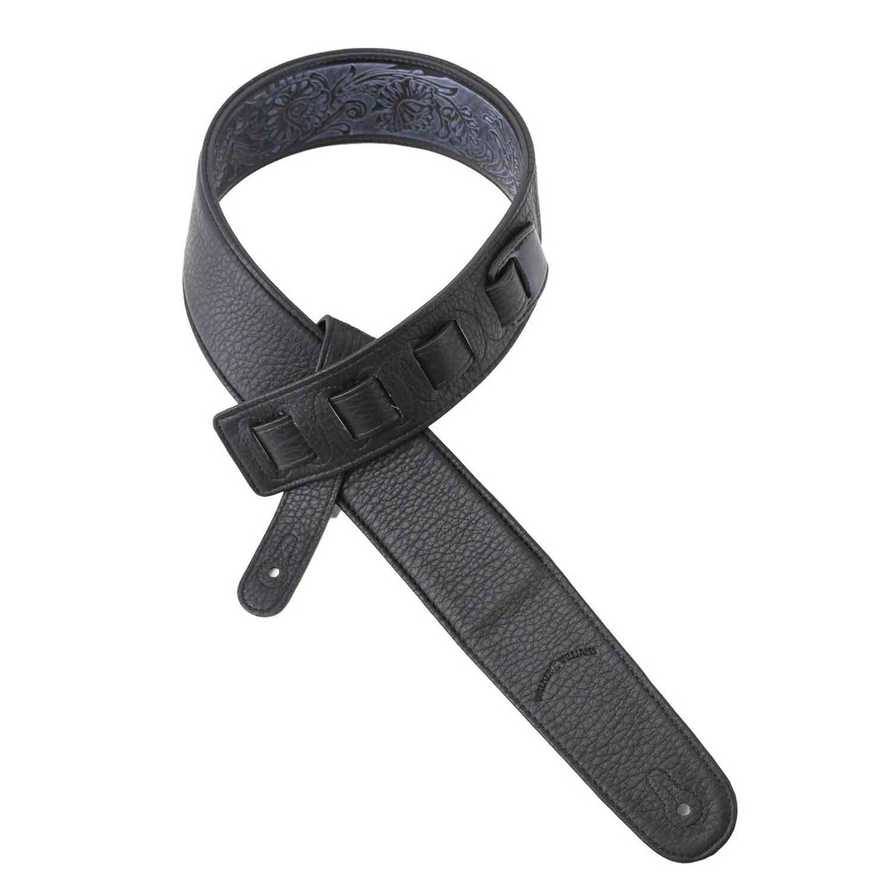 Walker & Williams DLX-282 Black Leather Padded Strap with Embossed Tooling