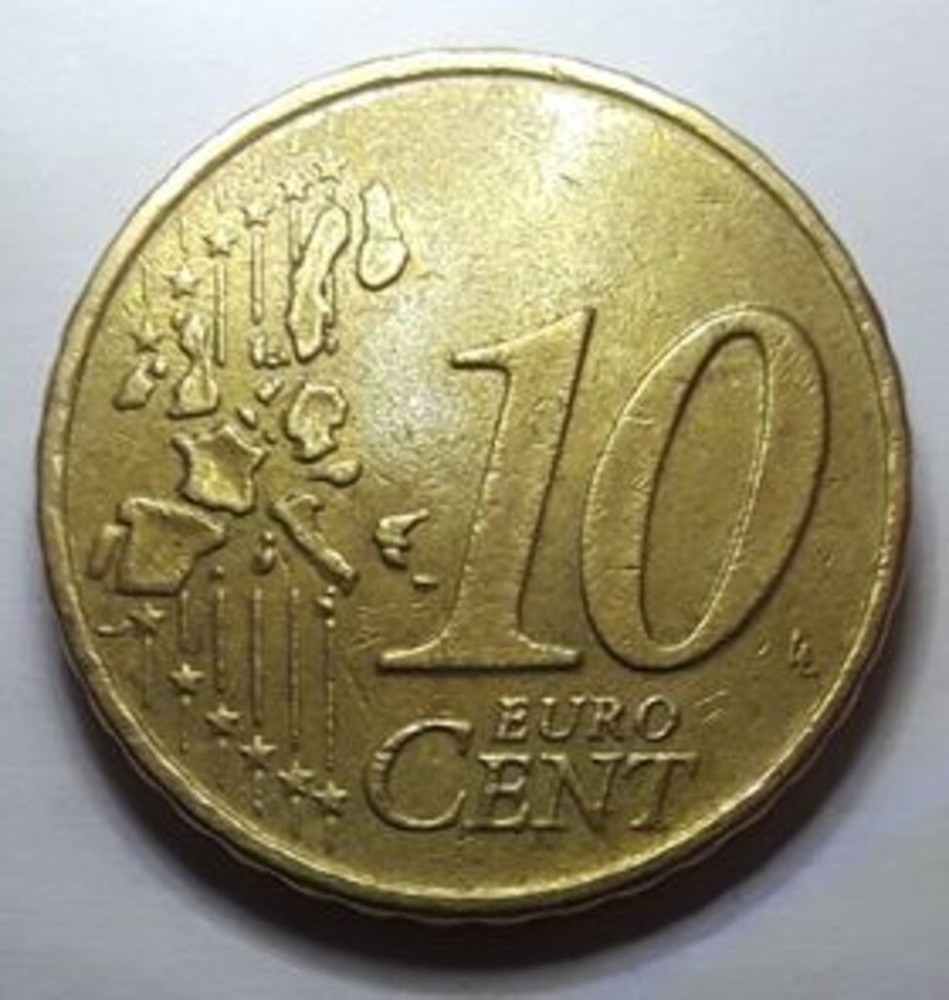 10 Euro Cent ERROR Coin 2002 Greece Die **Error** Unique !!