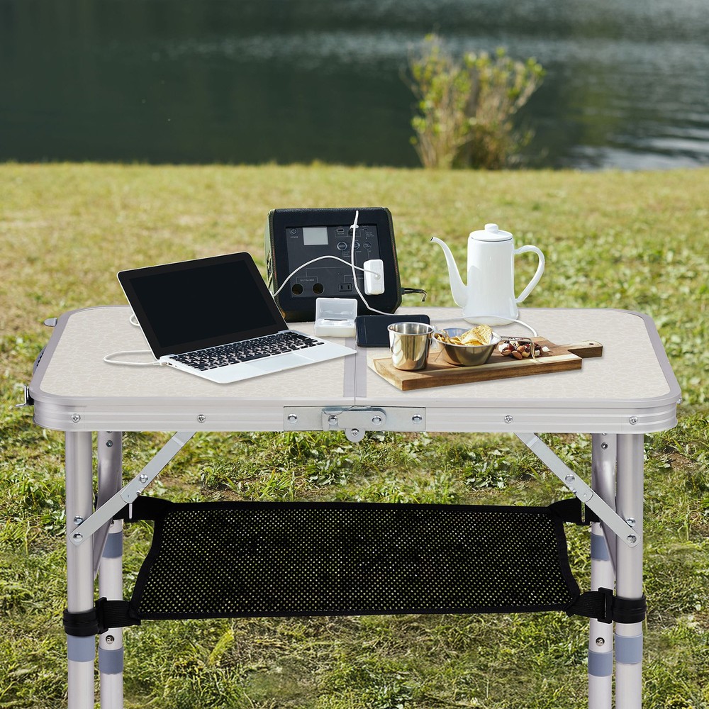 Small Aluminum Foldable Lightweight Patio Side Table with Carry Handle