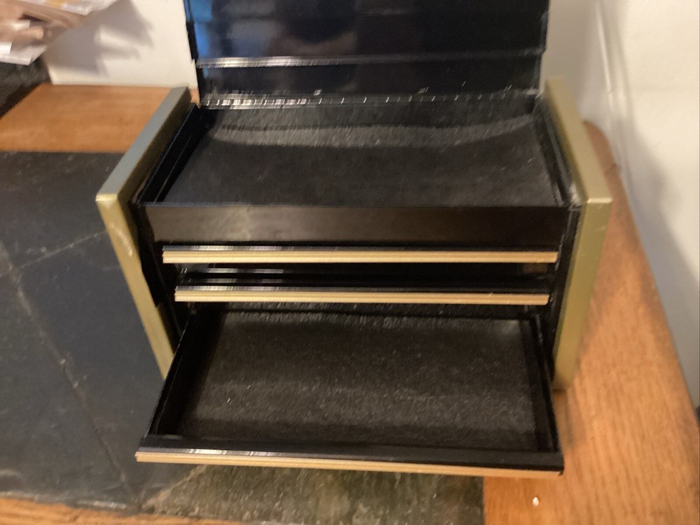 Snap On Tools 1998 Master Tech 3 Drawer Mini Micro Tool Box Back with Gold Trim