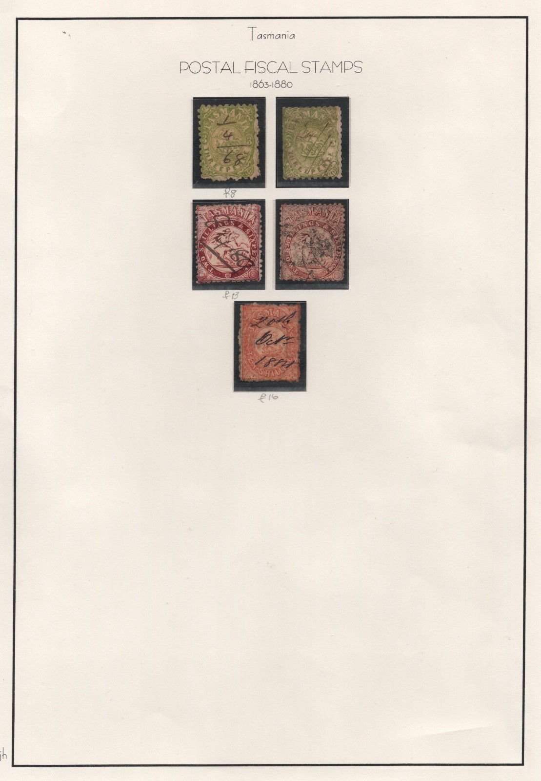 AUSTRALIA TASMANIA 1870-1900 COLLECTION OF 71 STAMPS WITH PERF VARIETIES