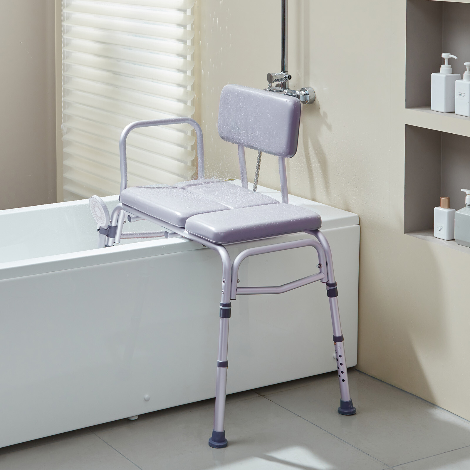 VEVOR Tub Transfer Bench Shower Seat with Reversible Backrest