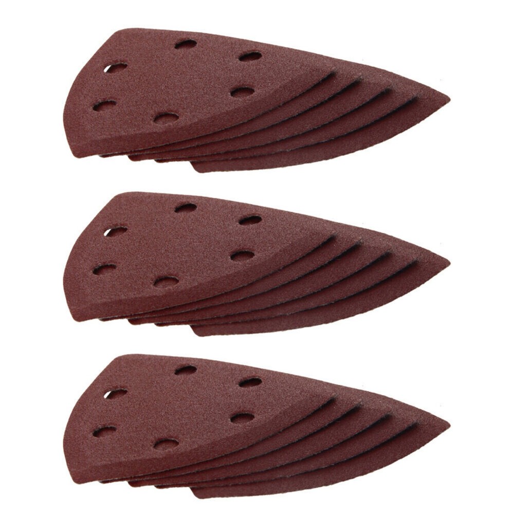 40~2000#6 Holes Flocking Sanding Pads Grinder Hook Loop Grit Triangle Sandpaper