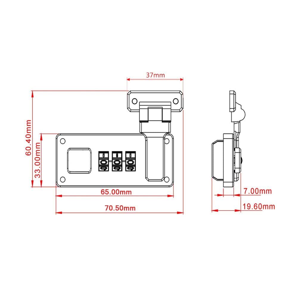 2 Pcs Tool Box Hasp Luggage Combination Lock Briefcase Replacement Lock