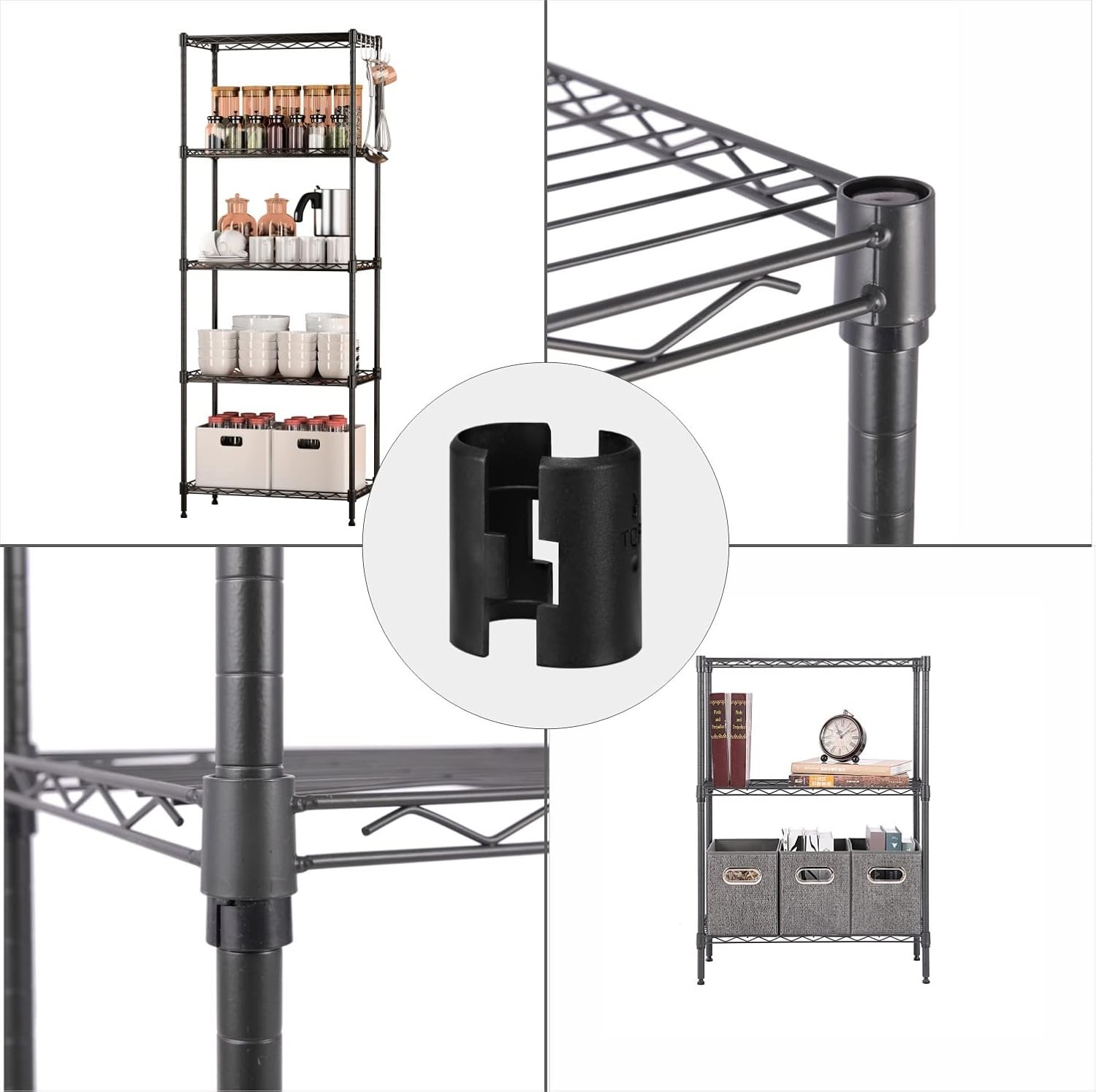 24Pcs Black Wire Shelf Clips – Shelf Lock Clips for 1 Inch Pipe Shelving – Durab