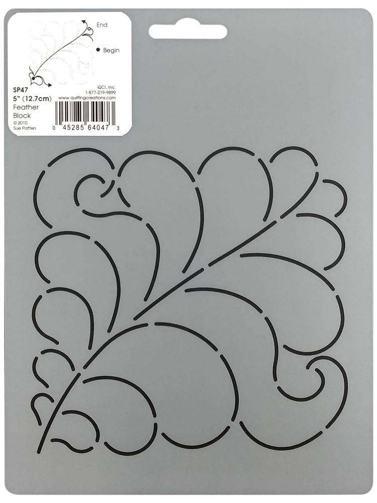 Feather Quilting Stencil Hand Quilt Continuous Line Block 5" Template Patterns