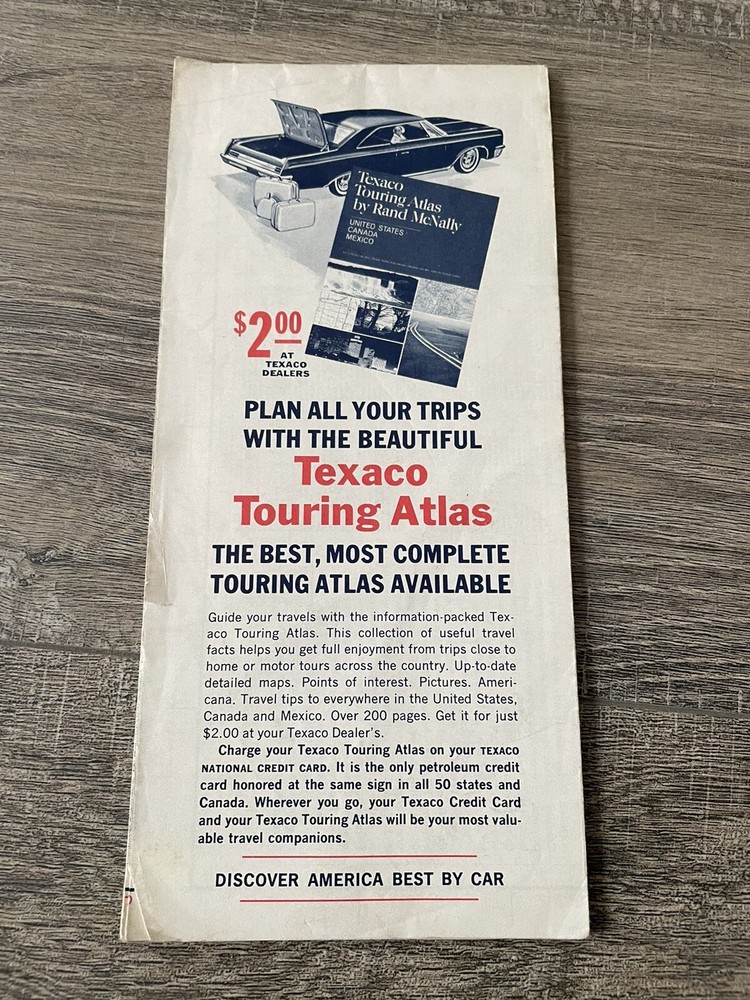 1966 Texaco Long Beach Road Map Detroit