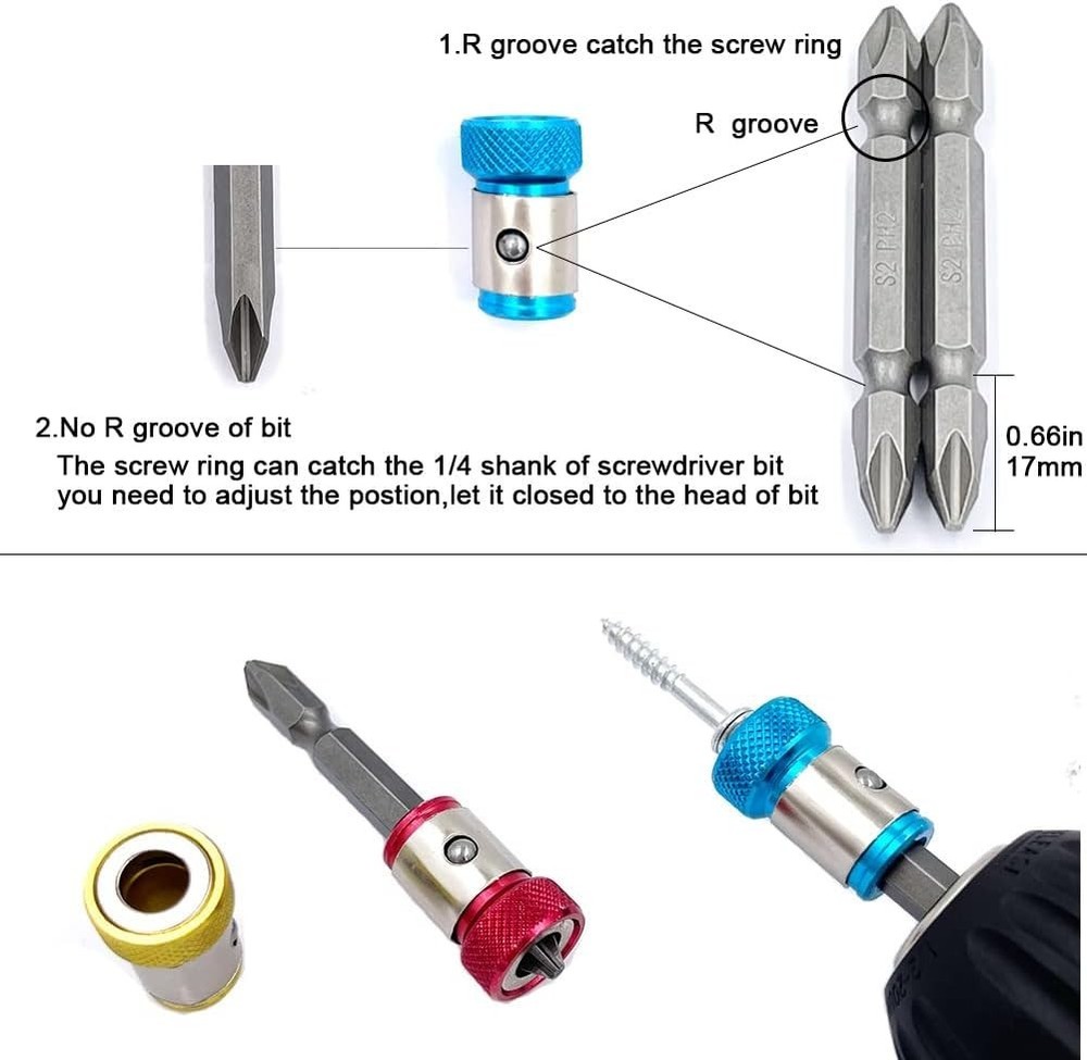6-Piece Magnetic Screw Ring Set with 2 S2 Alloy PH2 Bits for Enhanced Efficiency