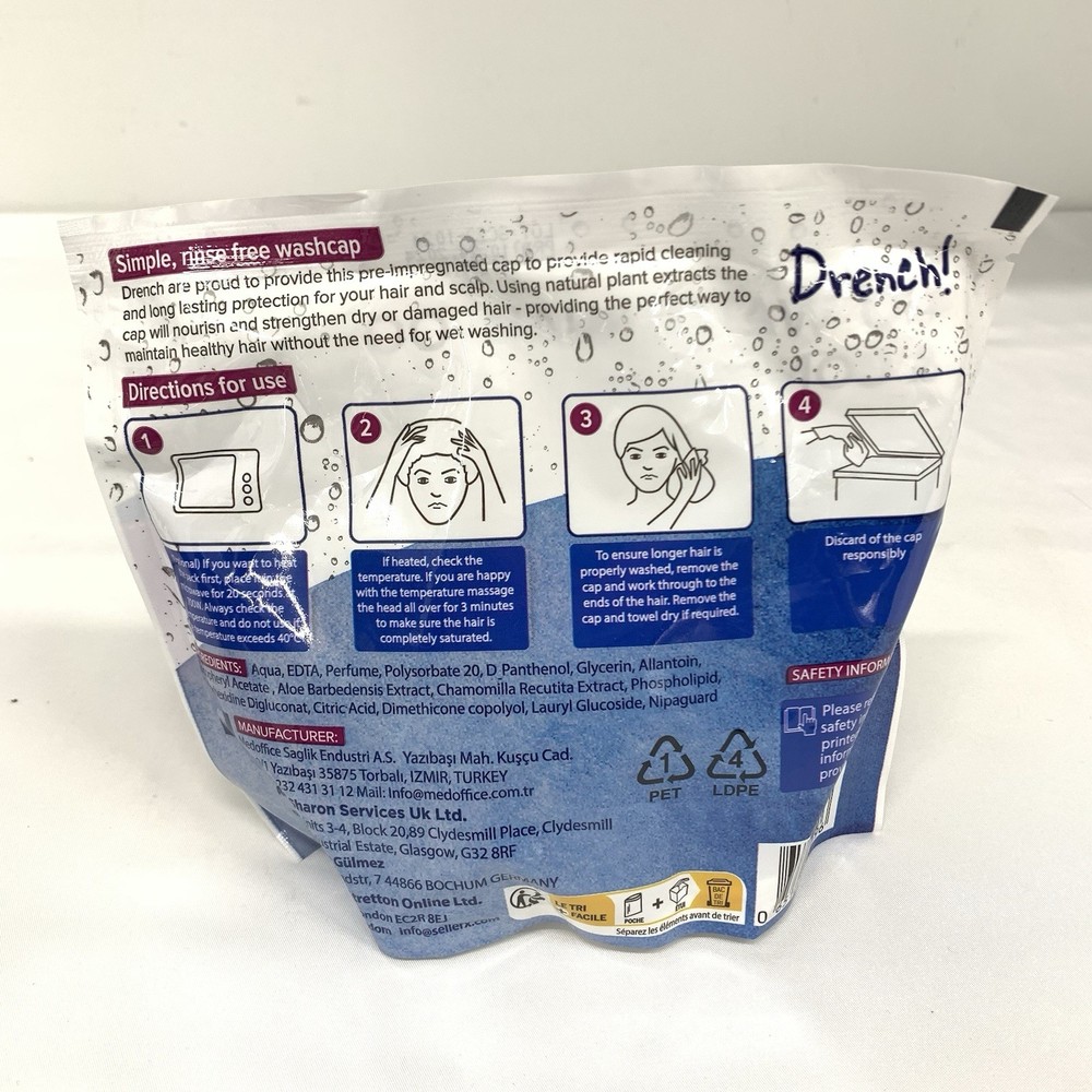 DRENCH! 6 Pack No Rinse Shampoo & Conditioning Cap EXP 10/27