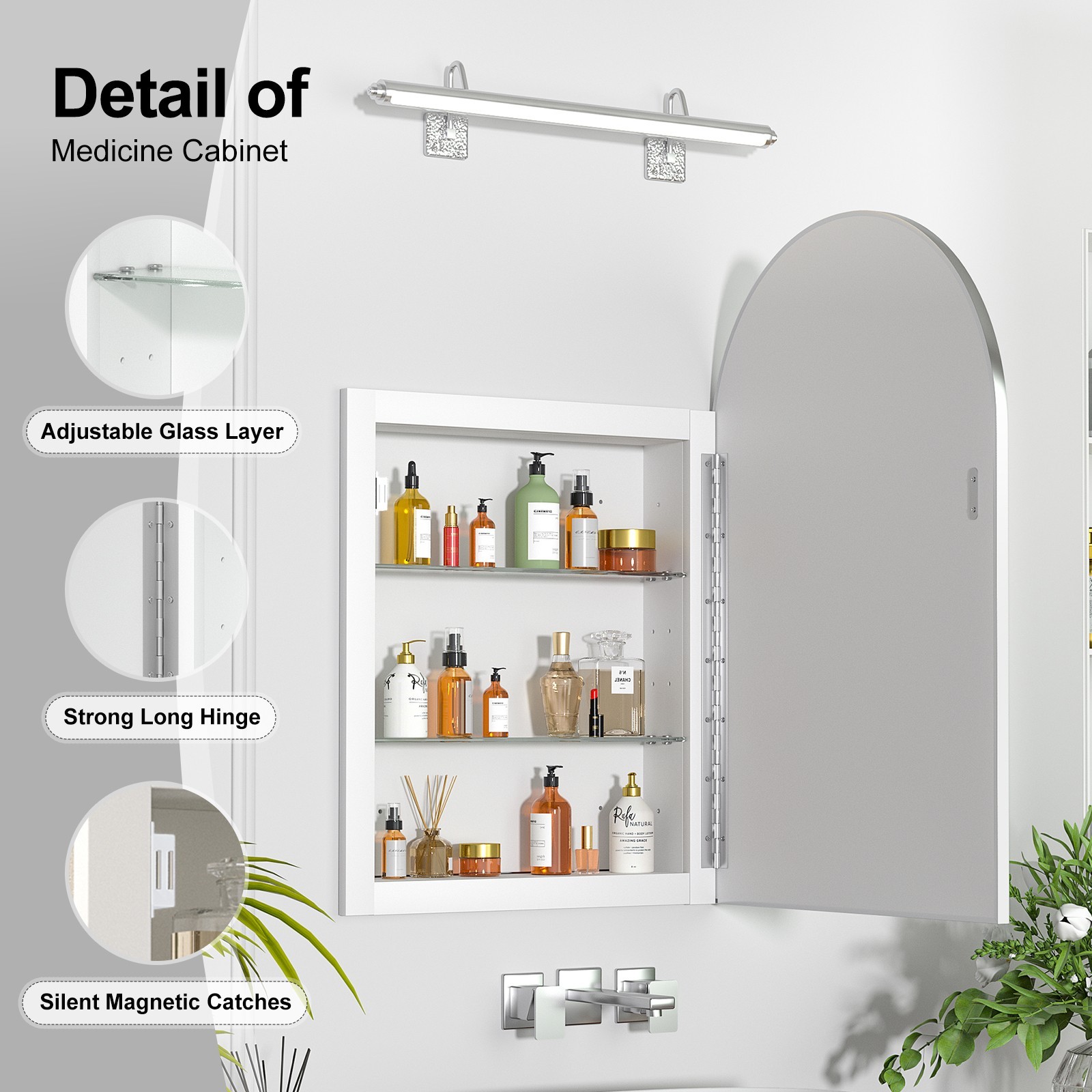 Bathroom Recessed Medicine Cabinet Brushed Nickel Medicine Cabinet with Mirror