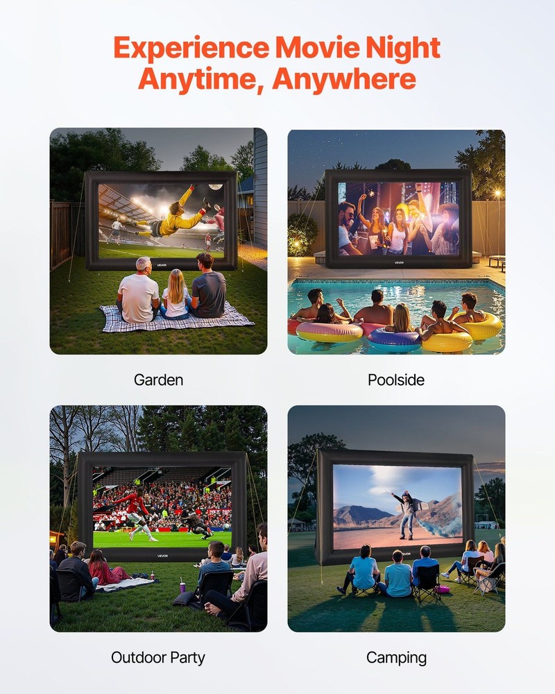 20FT Instant Assemble Projector Screen Inflatable 250W Pump Tech