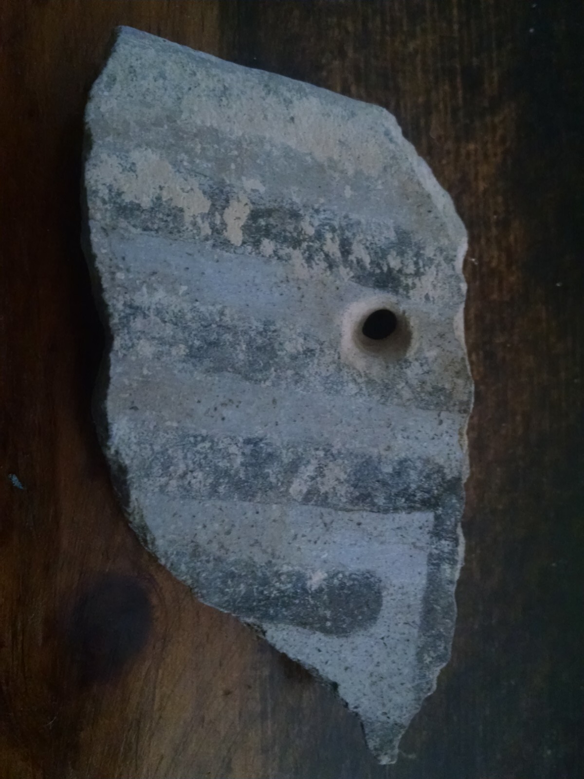 Authentic Anasazi Indian pottery shard with hole New Mexico