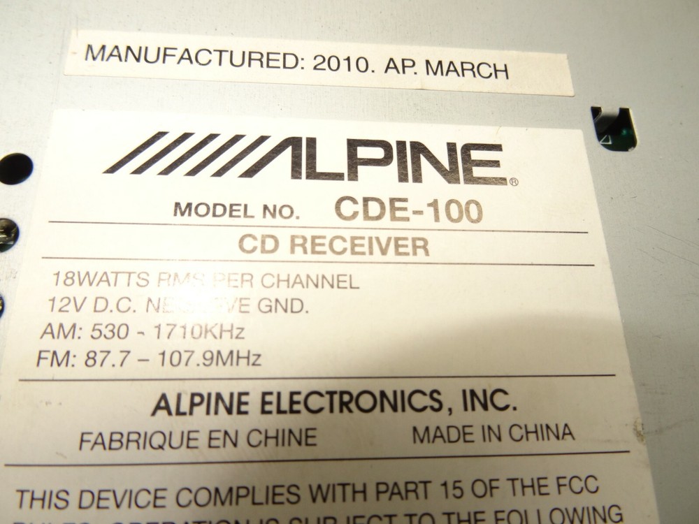 ALPINE CDE-100 FACEPLATE GOOD CONDITION tested
